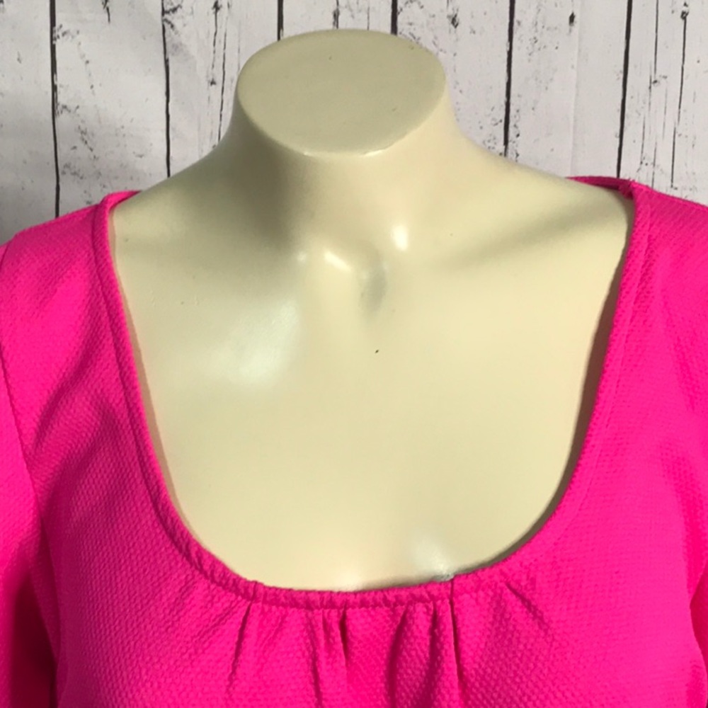 "Vintage Umgee USA hot pink tunic top lace crochet accents hem - Picture 2 of 11